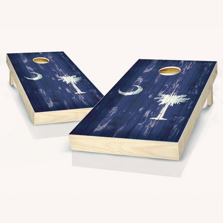 Skip's Garage South Carolina Distressed Solid Wood Cornhole Board Set