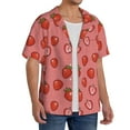 thumbnail image 4 of Xecao offers the Red Strawberry for Men's Casual Short-sleeved Shirt, a button-up collared shirt with a pocket, perfect for beach vacations and yacht travel in the XX-Large size., 4 of 7