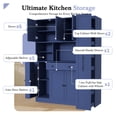 thumbnail image 5 of Harper & Bright Designs Farmhouse Kitchen Pantry Cabinet with Hutch, Tall Kitchen Storage Cabinet with Pull-Out Side Cabinet, Freestanding Cupboard with Door Shelves and Drawer for Dining Room, Blue, 5 of 20