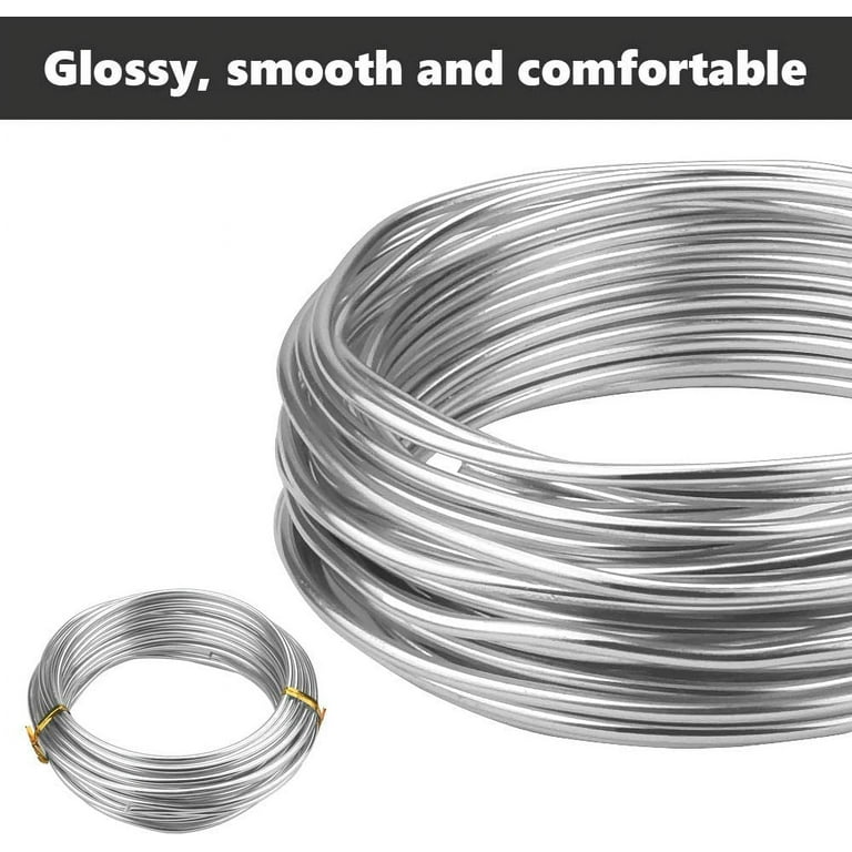 BUZIFU 1 Roll 32.8 Feet（3 mm）Aluminum Craft Wire Silver Aluminum Wire  Bendable Metal Sculpting Wire Artistic Beading Wire for Jewelry Making  Crafts