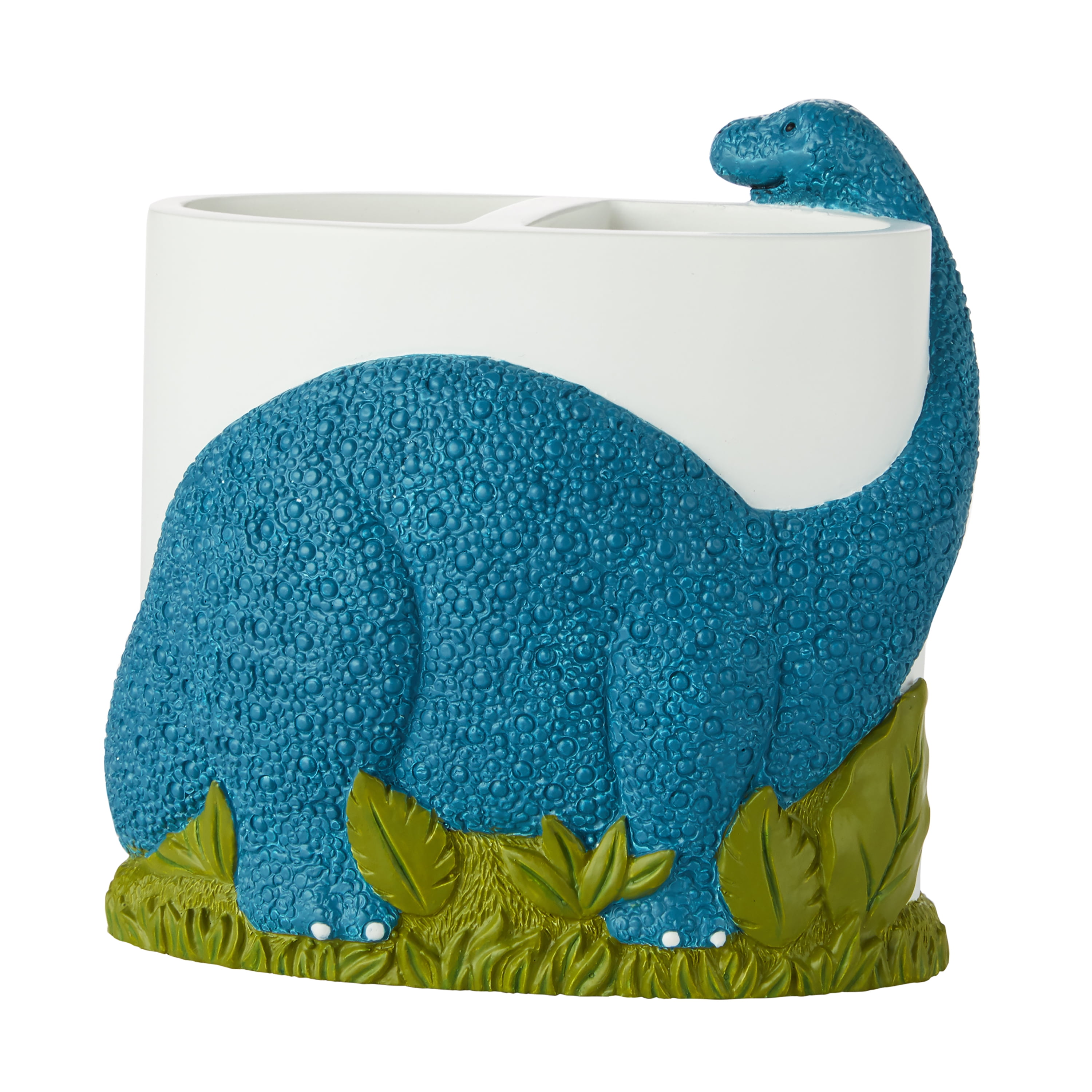 Dinosaur Toothbrush Holder, Resin, 4.25 x 2.25 x 4.75 inches, Multicolored, Your Zone