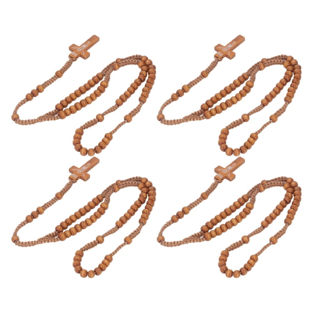 Cuentas De Rosario De Madera Hechas A Mano Rosario Anudado Collar De Rosario Católico Para Hombres Mujeres Niños Con Cuerda Resistente Y Gruesas Cuentas De Madera Regalos