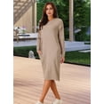 thumbnail image 2 of DARING DIVA Hoodie Pullover Sweater Midi Dress M Khaki, 2 of 7