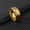 Gold color, variant on 8MM Classic Fashion Punk Gothic Football Pattern Embossed 14K Yellow Gold Metal Men's And Women's Lovers Ring Football Fan Gift