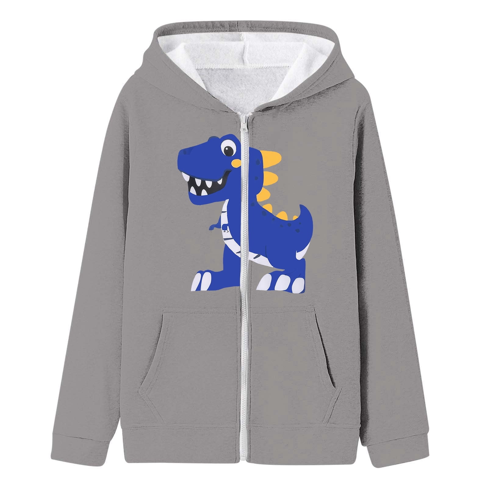 TBWNWG Cozy Girls Coat &amp; Jacket - Dinosaur Print Hooded Zip Up Jacket ...