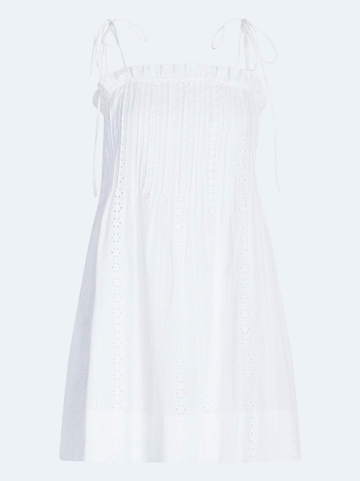 Free Assembly Women's Pintuck Cotton Eyelet Mini Dress, Sizes XS