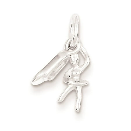 Ballerina & Shoe Solid & Polished Charm Pendant 12mmx4mm Sterling Silver