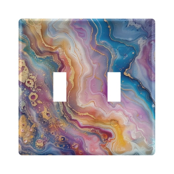 2 Gang Light Switch Cover Plate Colorful Marble Wall Plate Decorate Electrical Outlet Cover Plates 4.56”x4.48”