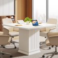 thumbnail image 3 of Tribesigns 35.4-Inch Square Conference Table,  Modern Small White Business Meeting Table for Office Meeting Room, 3 of 7