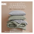 thumbnail image 2 of Set Edredón Individual + Funda De Almohada + Sábanas 5 Pzas Real Textil Verde - Gris, 2 of 8