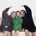 thumbnail image 5 of Green Striped Footballs Pattern Blanket Hoodies for Kids 6-13YR Oversize Wearable Blanket Hoodies for Boys Girls Teens, 5 of 7