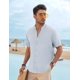 thumbnail image 3 of Camisa De Lino Hombre Caballero Moda Casual Italia, 3 of 8