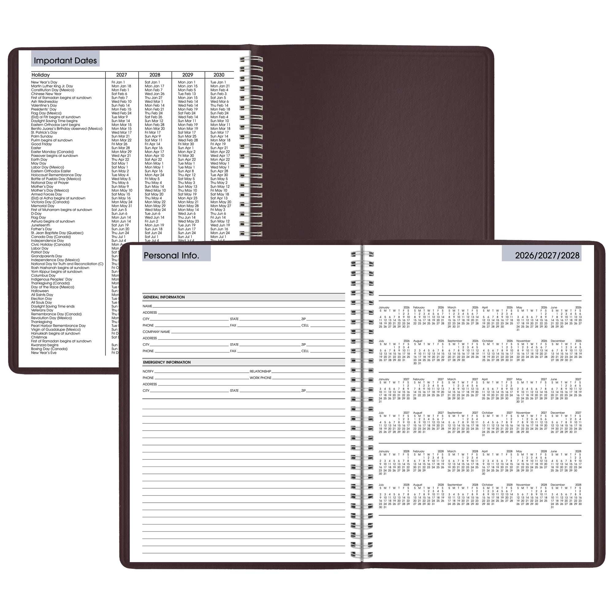 AT-A-GLANCE DayMinder 2027 Weekly Appointment Book Planner Burgundy Large 8 x 11