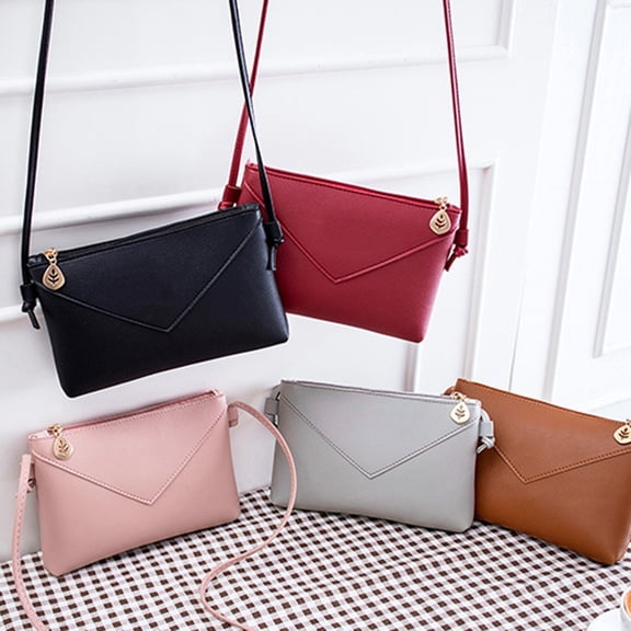 Ludlz Women Fashion Solid Color Leaf Zipper Shoulder Bag Crossbody Handbag Phone Pouch