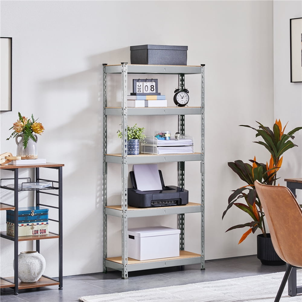 Yaheetech 2 Pieces of 5 Tiers Boltless Storage Shelf Goods Rack for Home Warehouse, Light Gray
