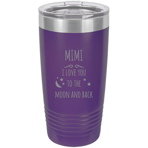 Mimi - I love you to the Moon and Back Stainless Steel Engraved Insulated Tumbler 20 Oz Travel Coffee Mug, Purple