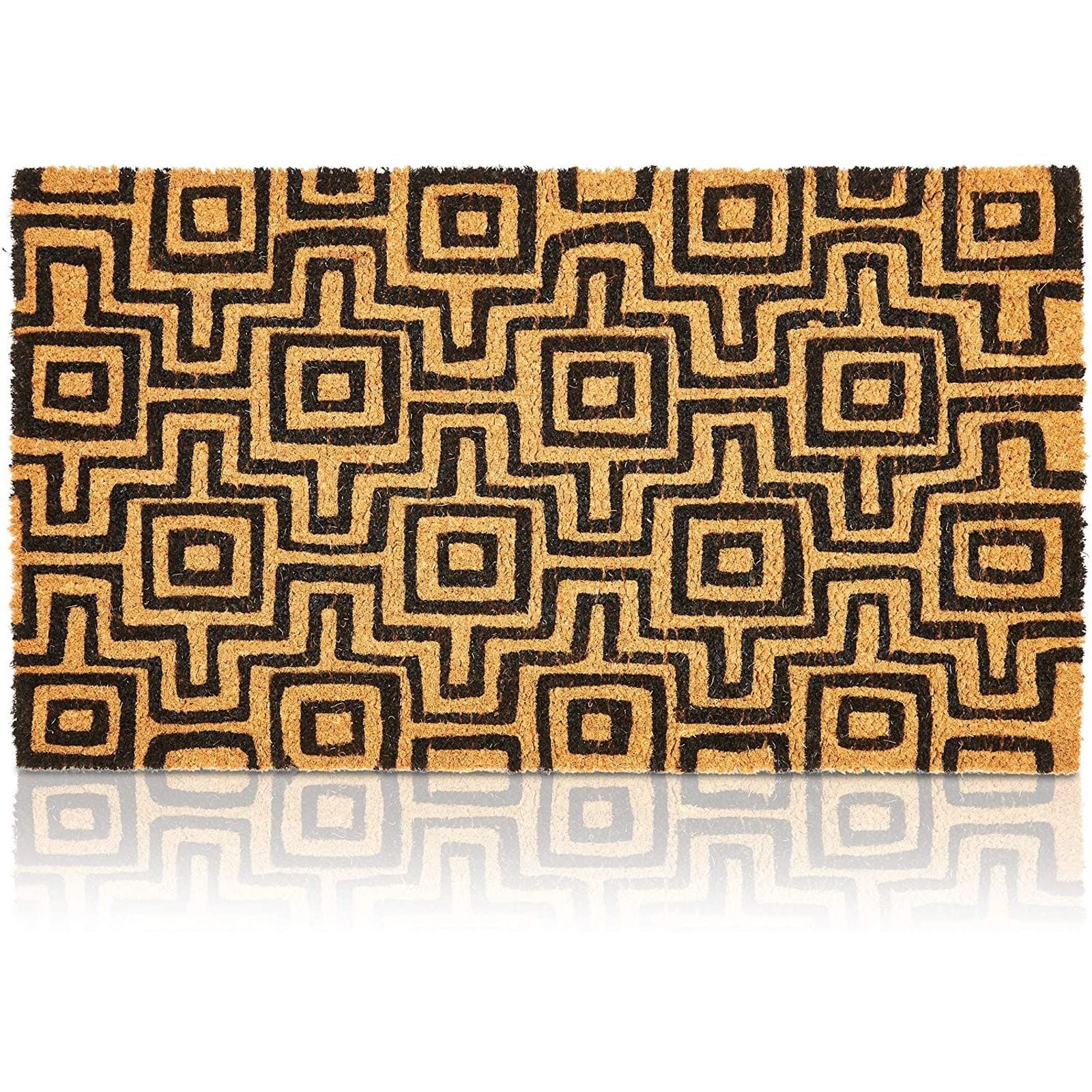 17 x 30 in Cross Print Natural Nonslip Welcome Doormat Coco Coir Mat 