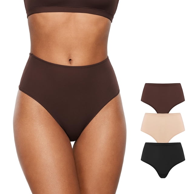 Tanga de Cintura Alta INLYRIC Sin Etiqueta Suave y Elástica Paquete de 3 M