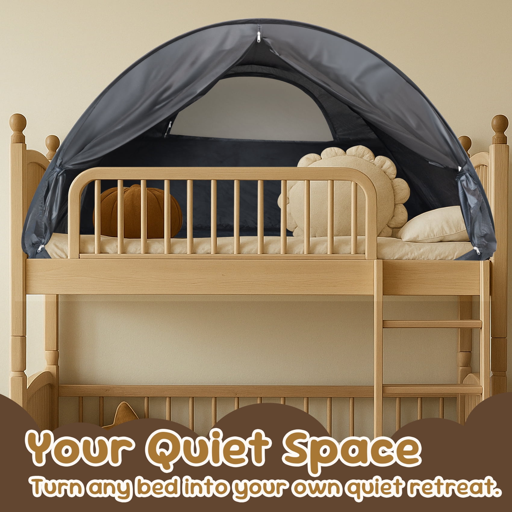 Bed Tent Full Size, Leedor Pop-Up Sleep Canopy Privacy Light-Blocking Bed Shelter with Mosquito Mesh Sleeping Tent for Kids and Adults Black