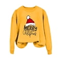 thumbnail image 4 of Fiaer Merry Christmas Sweatshirts for Women Santa Hat Plus Size Pullover Baggy Long Sleeve Trendy Crew Neck Tops Yellow S, 4 of 4