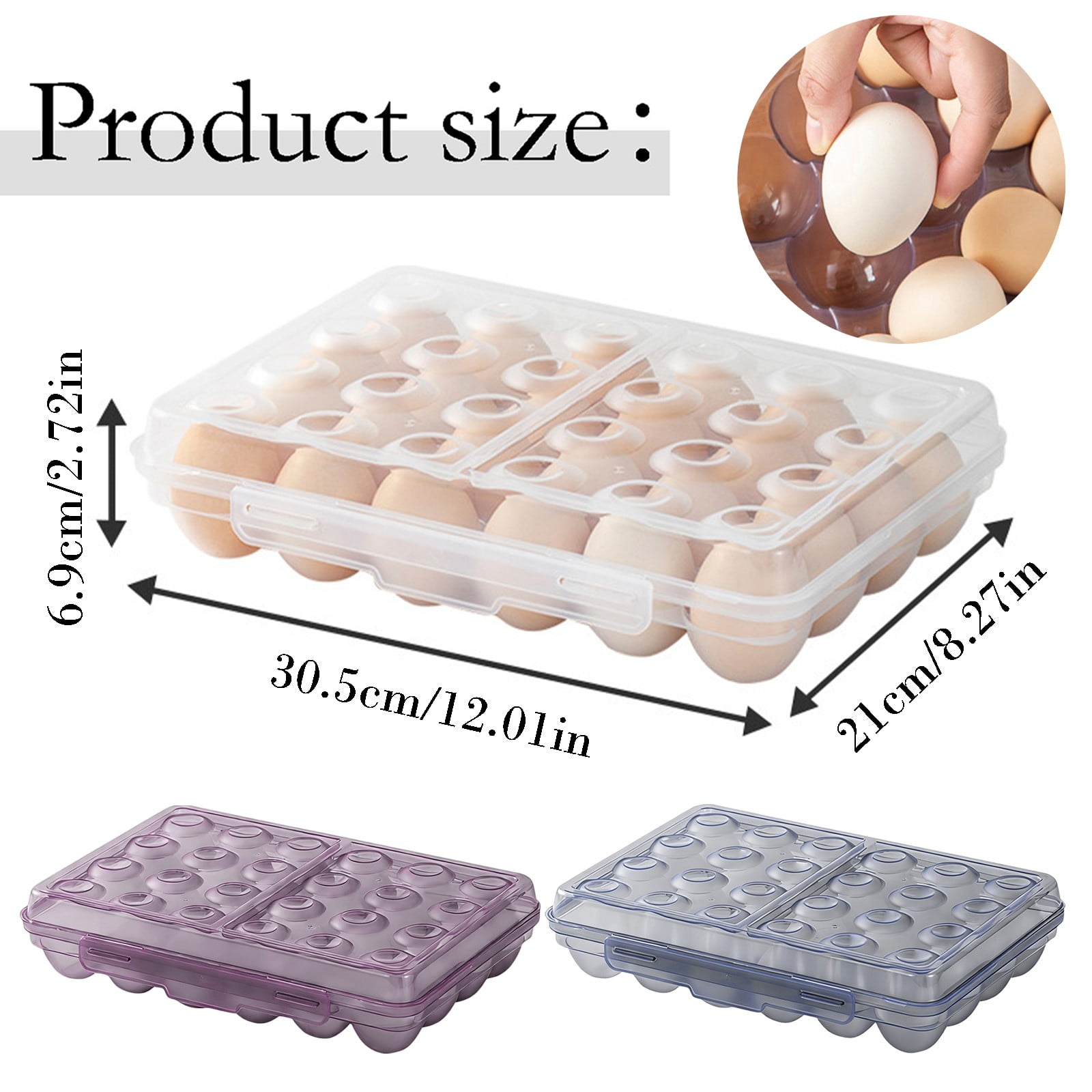 Egg Holder, Large Capacity Clear Egg Storage Box with Lid, Egg Container for Refrigerator, Jumbo 24-Capacity Egg Storage Box,Plastic Egg Storage Container, Egg Organizer for Protect and Keep Fresh