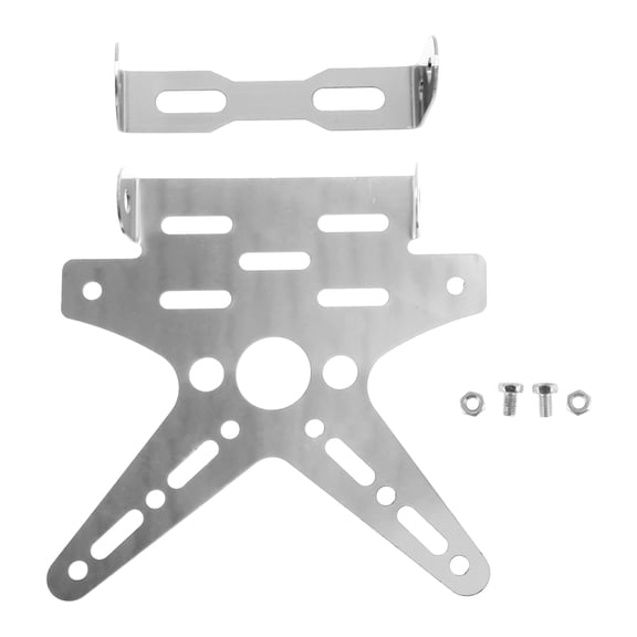 Unique Bargains Motorcycle Plate Mount Universal License Plate Frame Fender Eliminator for 26*10 mm Mount Hole  Aluminum Alloy 18cm x 16cm Silver Tone 1 pcs