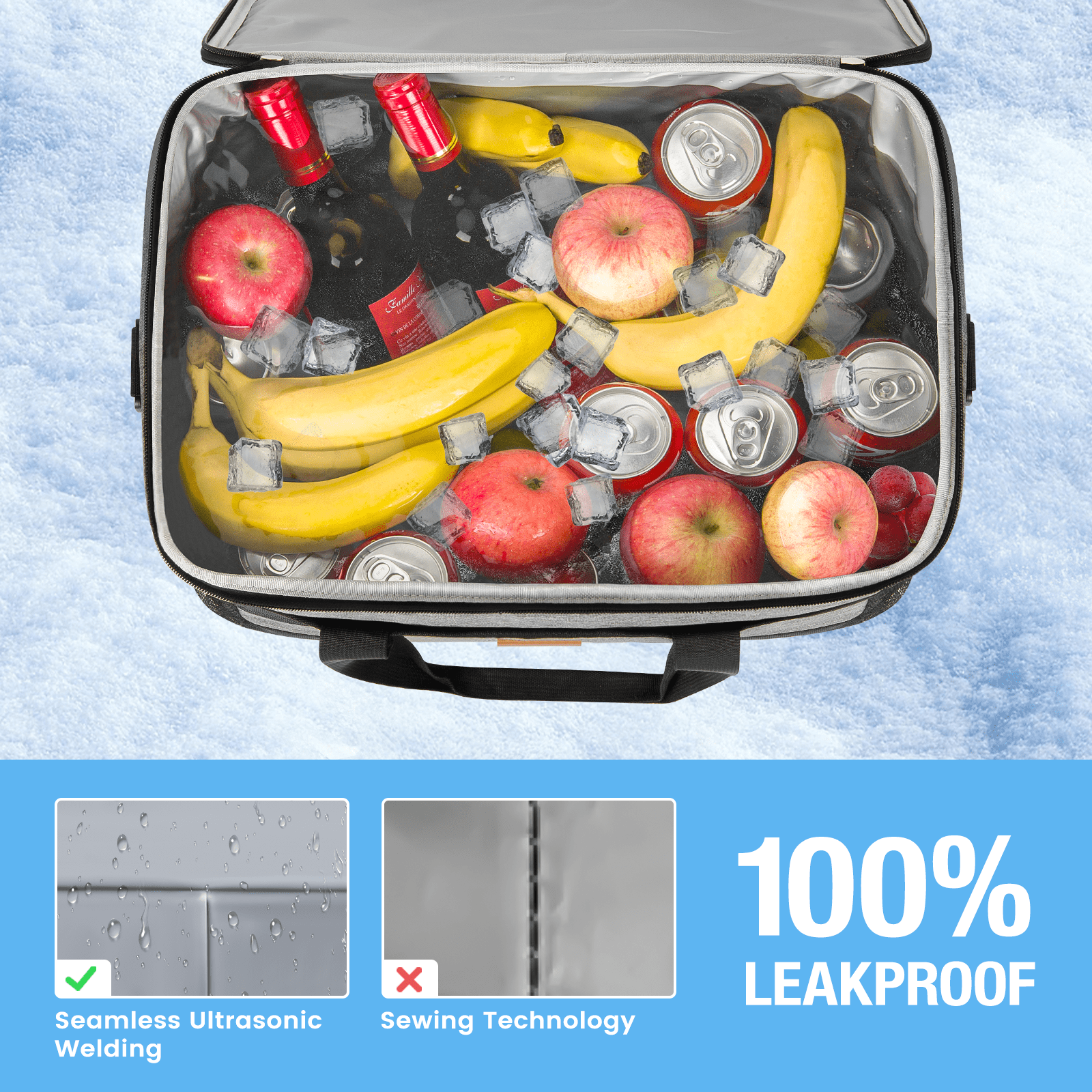 Cshidworld Cooler Bag 48 Cans Collapsible Soft Cooler Large Insulated Soft Sided Cooler Bag, 35L Insulated Bag Portable Ice Chest Box for Lunch Drink Beverage Beach Travel Camping Picnic, Gray
