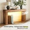 thumbnail image 3 of Techmilly 63" Modern Console Table with LED Light Strip,Brown Finish Narrow Entryway Sofa Table for Living Room Hallway, 3 of 9