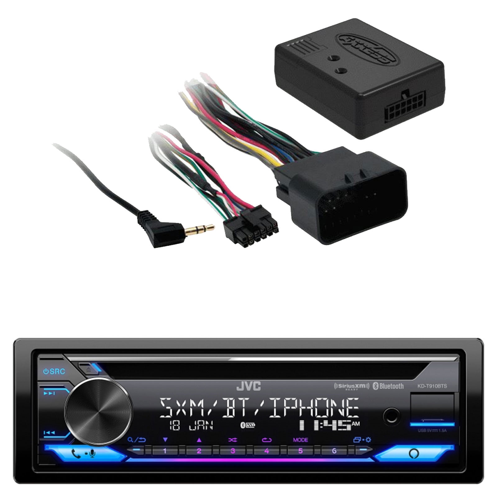 JVC KDT910BTS Single DIN InDash CD Player Bluetooth USB AUX AM/FM