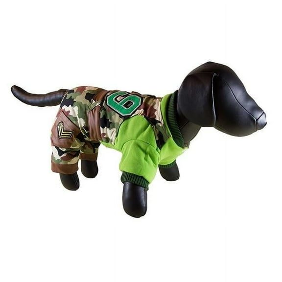 Green Camouflage Warm 4-Leg Dog Parka Jacket - Extra Large