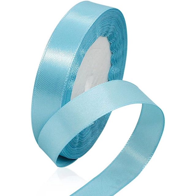 LAICAIW Solid Color Sky Blue Satin Ribbon, 5/8 Inches x 25 Yards Fabric Satin Ribbon for Gift Wrapping, Crafts, Hair Bows Making, Wreath, Wedding Party Decoration and Other Sewing Projects