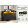 thumbnail image 5 of 6 Drawers Dresser with LED Lights and Charging Station Modern Chests of Drawers Storage Organizer for Bedroom Living Room,Black, 5 of 9