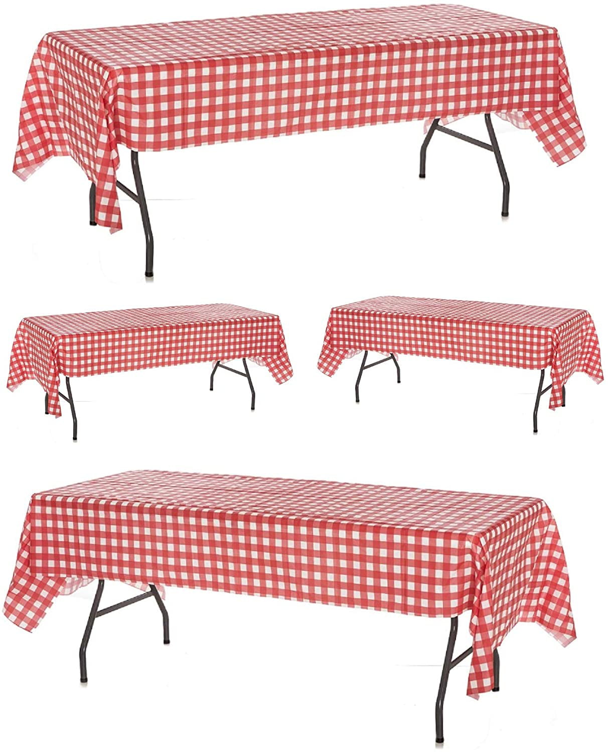 Tosnail 15 Pack 54/" X 108/" Plastic Red And White Checkered Tablecloth Picnic Tab