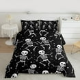 thumbnail image 2 of Manfei Black White Skeleton Queen Comforter Set, Glitter Stars Print Bedding Sets, Teen Boy Girl Kid Reversible Bedding Comforter Set, Luxury Bedroom Decor, 3 Pieces, 2 of 8