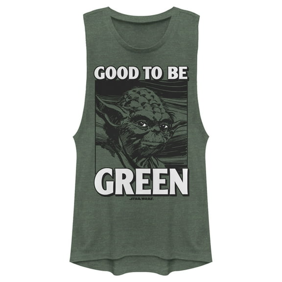 Junior's Star Wars St. Patrick's Day Yoda Good to Be Green Festival Muscle Graphic Tee Pine Green Heather X Large