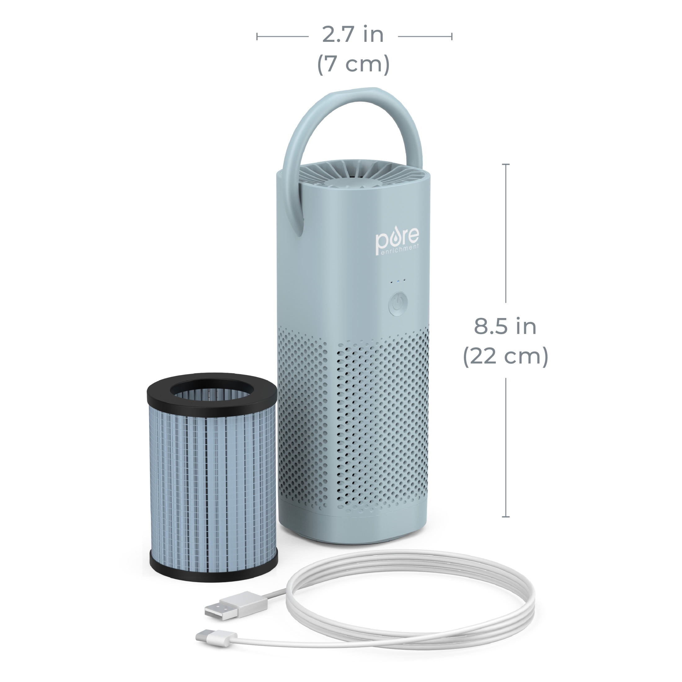 Pure Enrichment PureZone Mini Portable Air Purifier - True HEPA Filter Cleans Air, Helps Alleviate Allergies, Eliminates Smoke & More — Ideal for Traveling, Home, and Office Use (Starlight Blue)