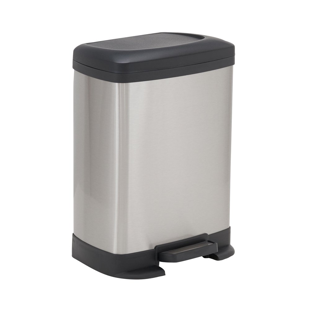 Design Trend 8 Liter / 2 Gallon Small Stainless Steel Rectangular Step Trash Can