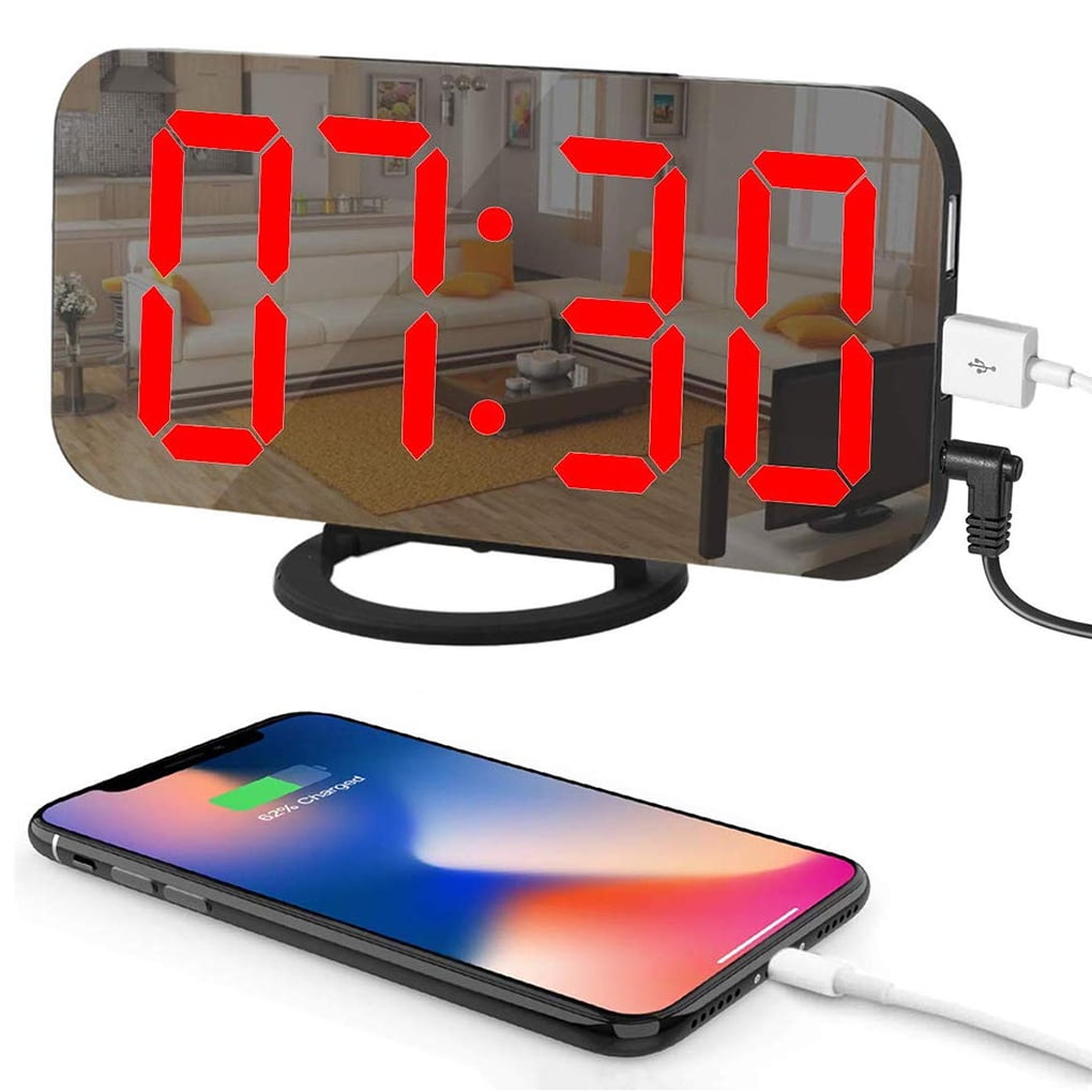 Elenxs LED Display Digital Clock Automatic Dimmable Table Alarm Clock