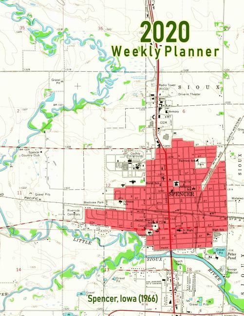 2020 Weekly Planner Spencer, Iowa (1966) Vintage Topo Map Cover