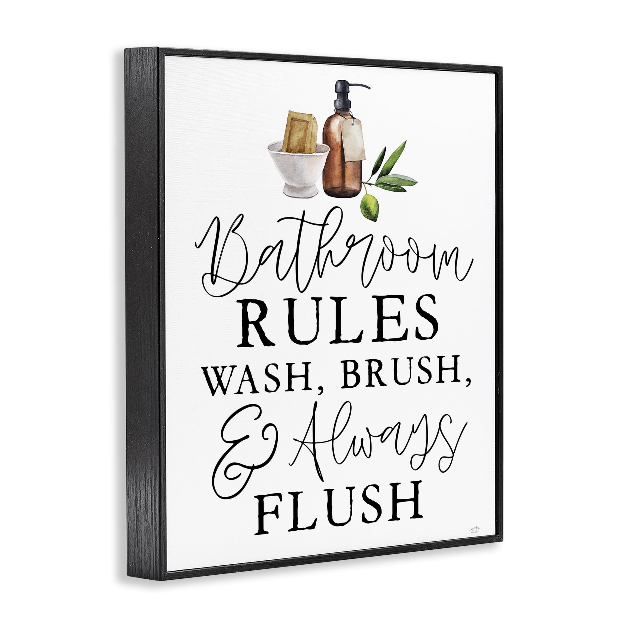 Stupell Industries Wash Brush & Always Flush Black Framed Giclee Art, design by Lux + Me Designs
