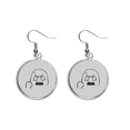 thumbnail image 1 of Angry Black Cute Chat Happy Pattern Ear Dangle Silver Drop Earring Jewelry Woman, 1 of 3