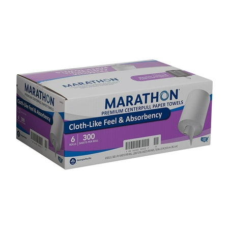 Marathon Center Pull Premium Soft and Absorbent Paper Towel Rolls with Hygienic and cost-effective, 1,800 Sheets (6 (Best Absorbent Paper Towels)