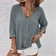 thumbnail image 1 of Ailaofu Women's V Neck Summer Tops Casual Henley Button Down T Shirts, 1 of 5