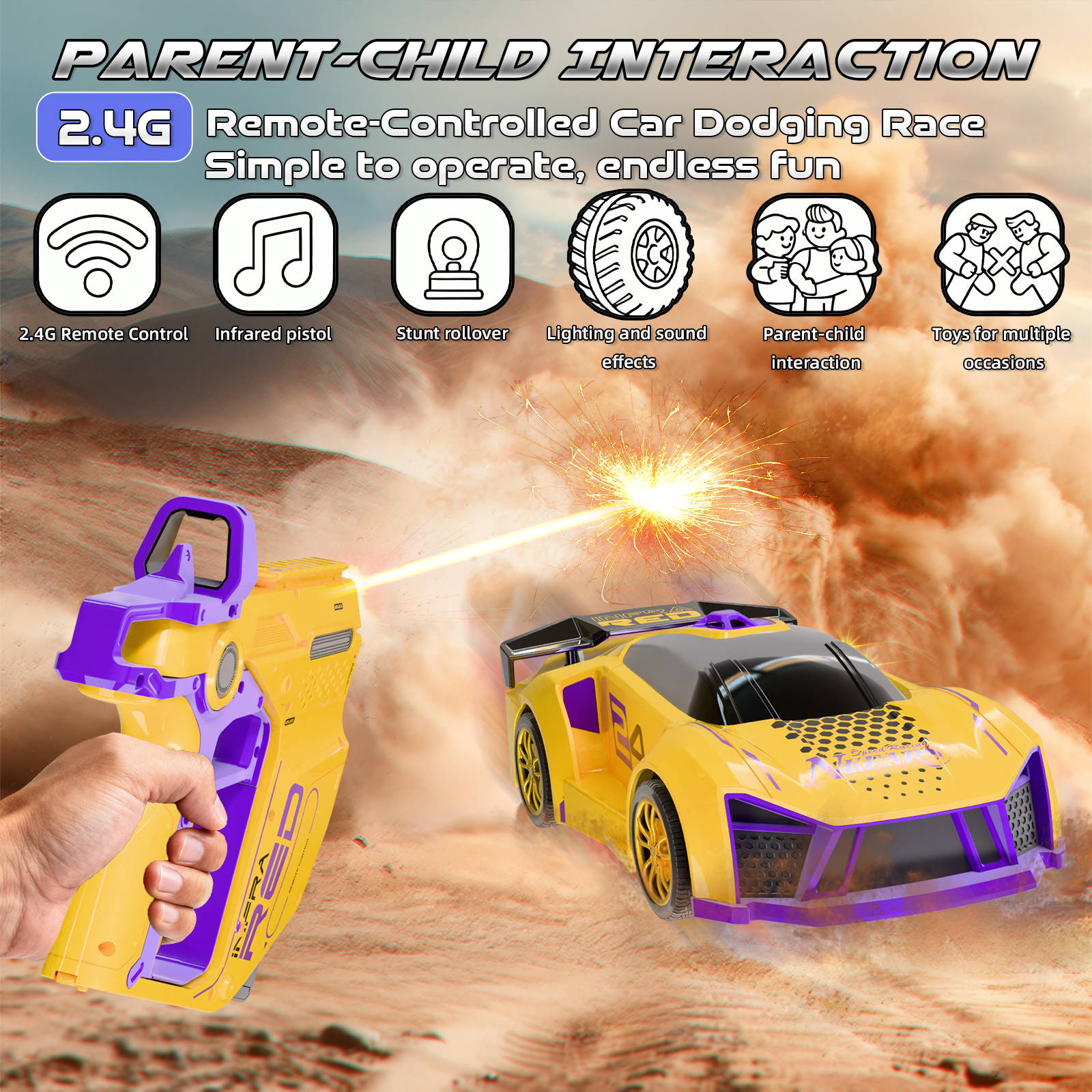 HNZENBW Remote Control Car for Kids Adults,2.4Ghz RC Drift Car,with Dual Remote Controls,Supports Multiplayer Competition Interactive Family & ChildrenToy Set for 3+