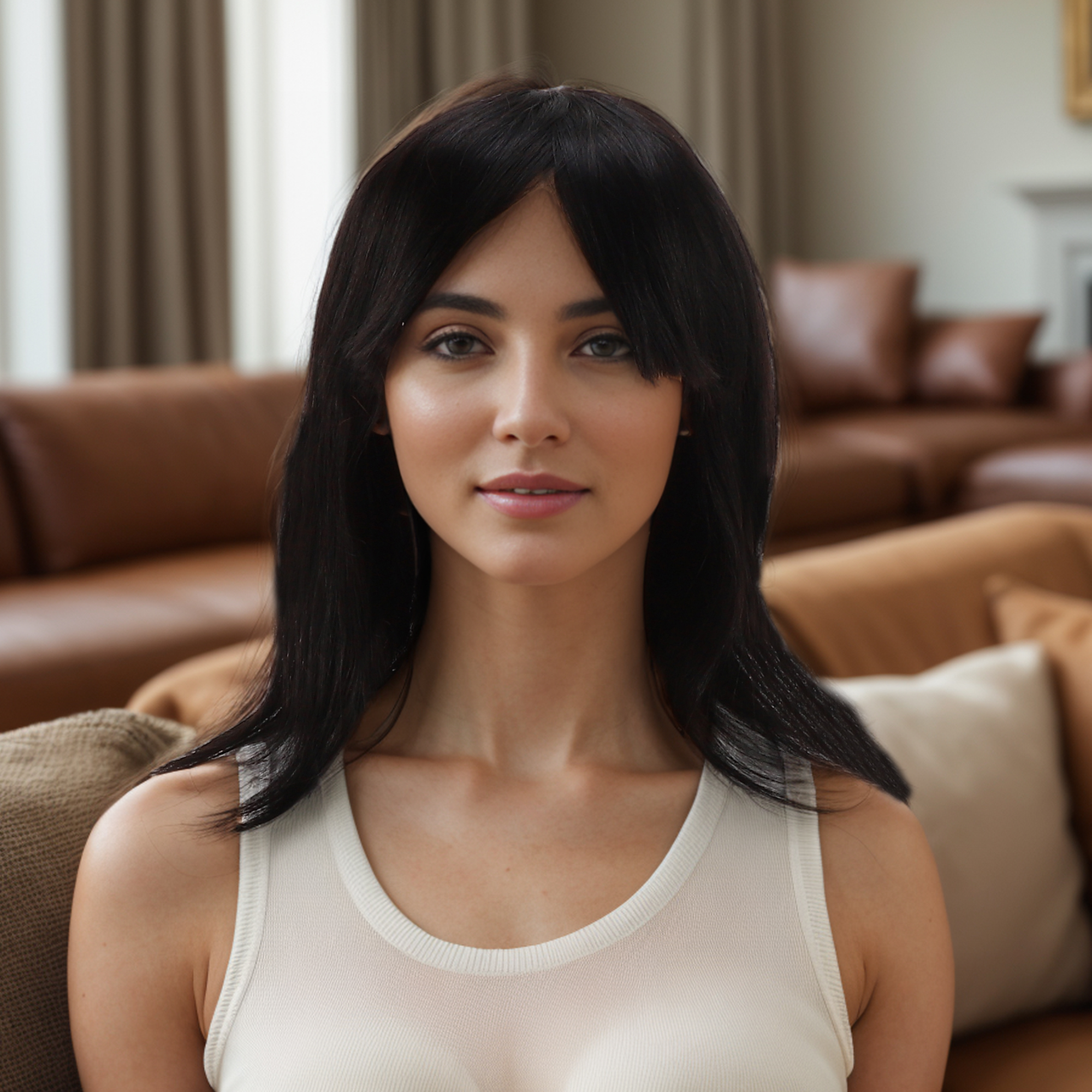 Unique Bargains 1 Pc Long Hair Straight Bangs Hair Wig Real Human Hair 12in Human Wig Black for Women