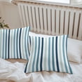 thumbnail image 4 of Teal Blue Gradient Stripes Outdoor Pillow Covers Set of 2 Minimalist Abstract Vertical Striped Waterproof Throw Pillow Case Decorative Square Cushion Cover for Patio Couch Garden Balcony, 26"x26", 4 of 9