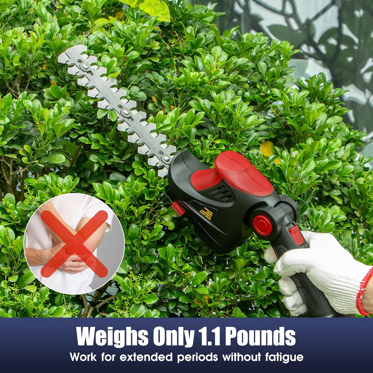 Cordless Hedge Trimmer Compatible with Milwaukee 18V  Battery, 2-in-1 Grass Shear Tool for Yard Garden Lawn Care, Red