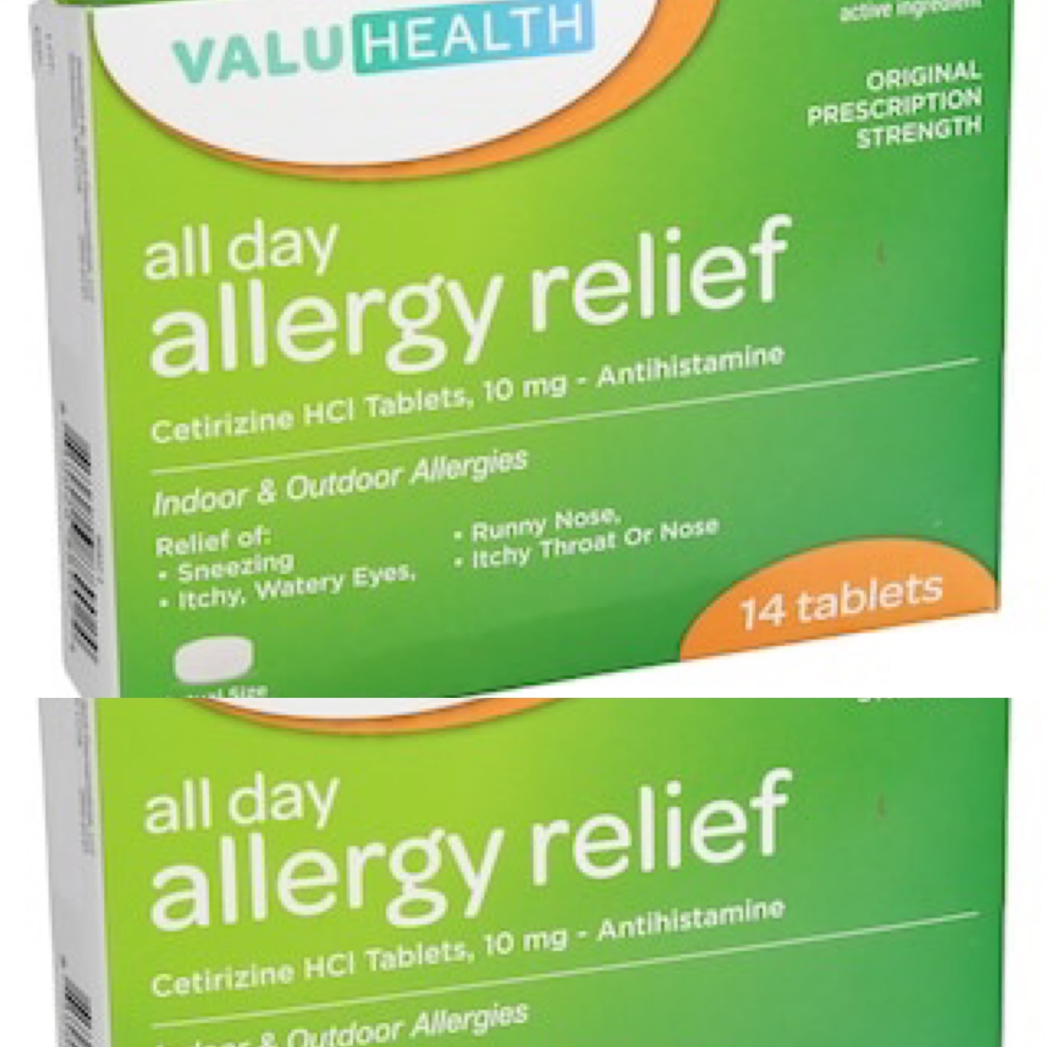 2 All Day Allergy Relief Cetirizine HCL Tablets, 10 mg Antihistamine 14