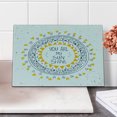 thumbnail image 2 of Saying Cutting Board, Romantic Retro Inspired Aztec Pattern Circle with Love Wish Phrase Print, Decorative Tempered Glass Cutting and Serving Board, Small Size, Yellow Blue, by Ambesonne, 2 of 5