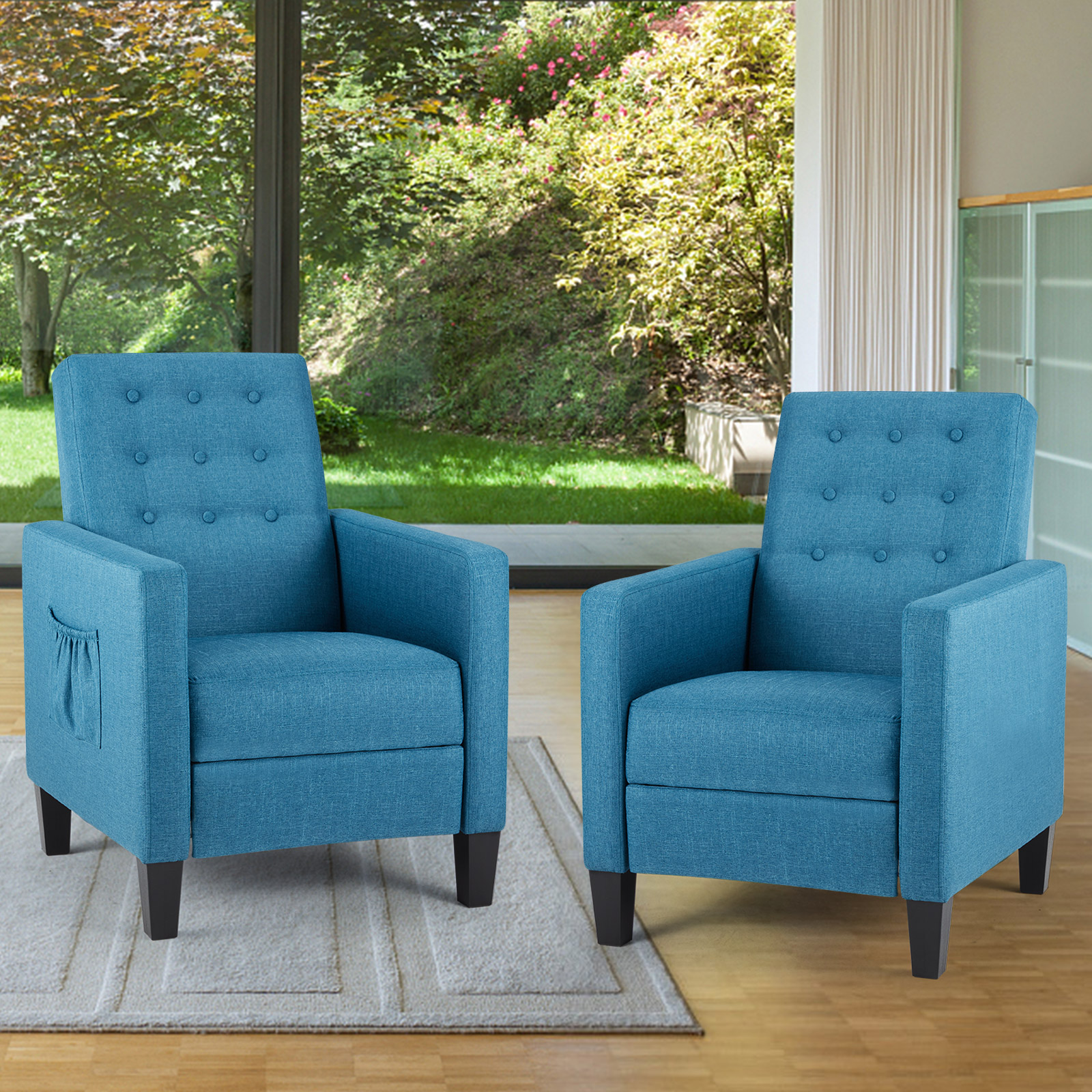 AVAWING Massage Accent Chairs Set of 2, MidCentury Modern Fabric Push